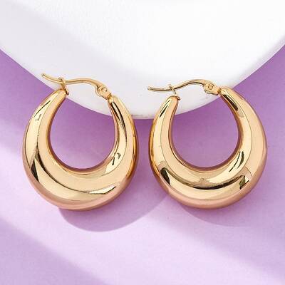 PVD Vacuum Plating 304 Stainless Steel Chunky Hoop Earrings for Women