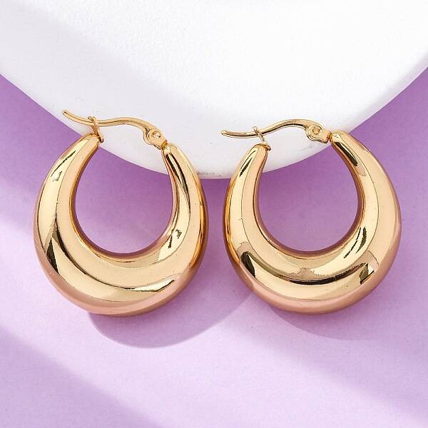 PVD Vacuum Plating 304 Stainless Steel Chunky Hoop Earrings for Women