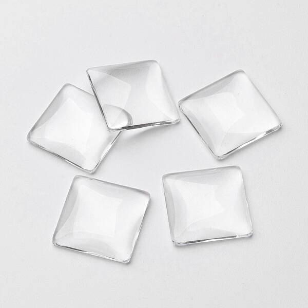 Transparent Glass Square Cabochons