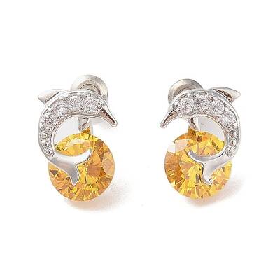 Rack Plating Brass Micro Pave Cubic Zirconia Stud Earrings
