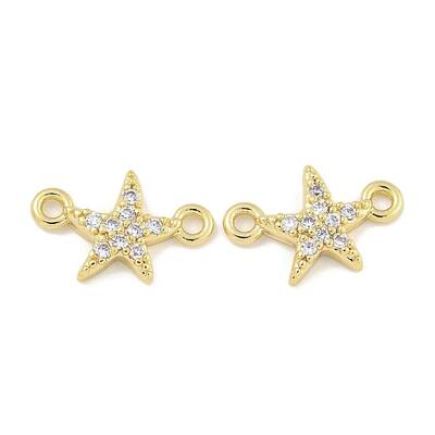 Brass Micro Pave Clear Cubic Zirconia Connector Charms