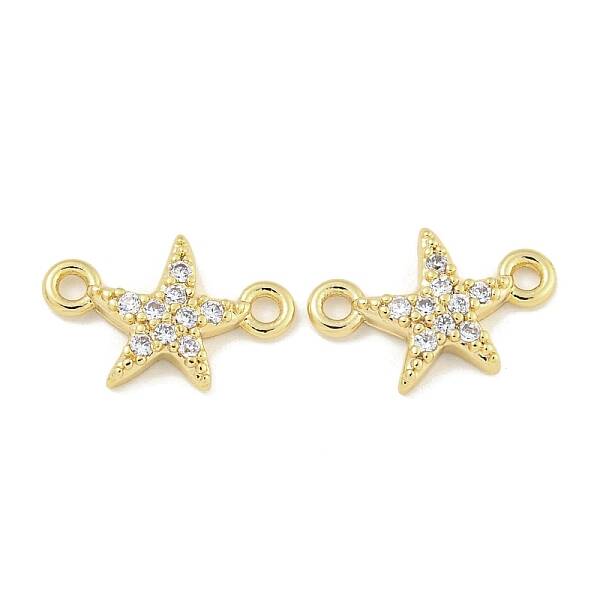 Brass Micro Pave Clear Cubic Zirconia Connector Charms