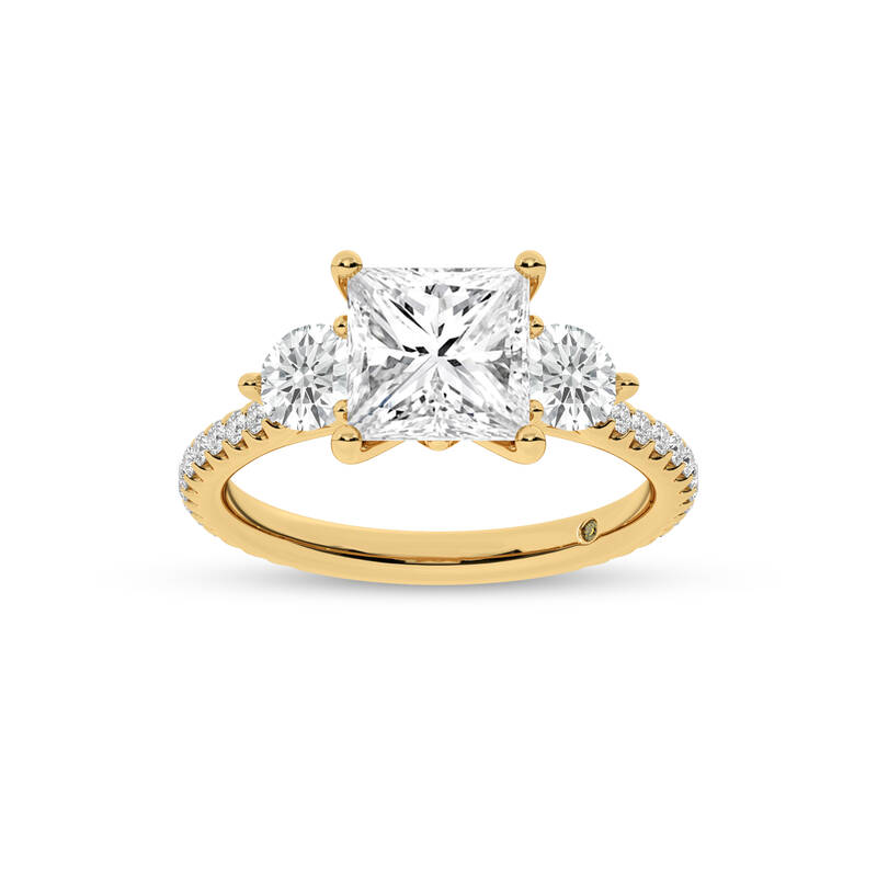 Zephyr Three Quarter Coverage Princess Cut Lab Grown Diamond Engagement Ring | 14K Yellow Gold 3 1/2 CT. TW.