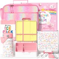 Fimibuke Bento Lunch Box,BPA Free&Leakproof Lunch box with 4 Compartments, Insulated lunch Bag, Stainless Steel Insulated Wat...