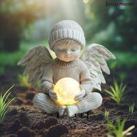 Angel with Ball Design Garden Decoration, Acrylic Garden Decor, Garden Miniatures, Garden Sculptures & Statues, Home Decor, D...