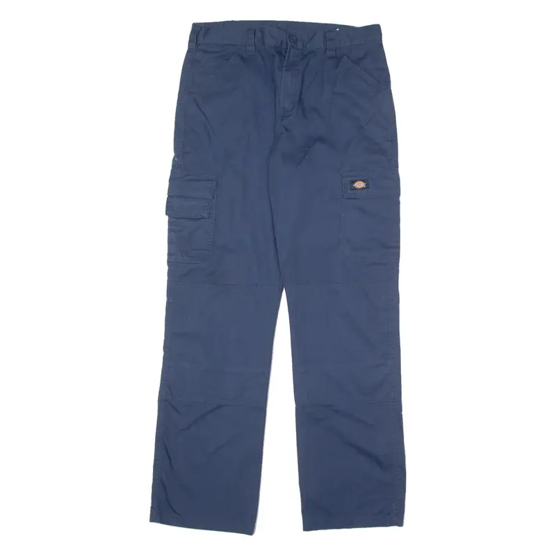 DICKIES Workwear Cargo Mens Twill Trousers Blue Regular Straight W33 L34
