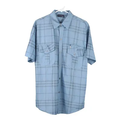 Foglie Rosse Checked Short Sleeve Shirt - XL Blue Cotton