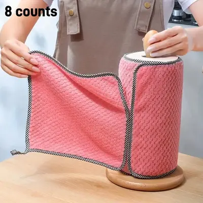 Kitchen Cleaning Cloth, 8 Counts Bamboo Fiber Dish Cloth, Water Absorbent Cleaning Cloth for Kitchen, Household Cleaning Supp...