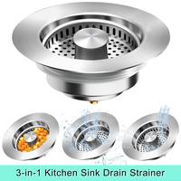 3-in-1 Kitchen Sink Drain Strainer, Stainless Steel Sink Plug, Deodorizing Anti-Clog Basket Strainer