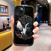 Case for iPhone 16 Pro Max 15 Plus 14 13 12 11 XS XR Cool Creative Rooster Pattern Shockproof Silicone Protective Softcase Pr...