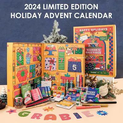 Grabie 2024 Limited Edition Holiday Advent Calendar: 24 Days of Surprises, Includes Premium Art Supplies, DIY Kits, Ornaments...