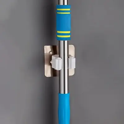 Punch-free Mop Hook, 1 Count Self Adhesive Broom Holder Hook, Multifunctional Storage Hook for Home Bathroom, Home Organizers...