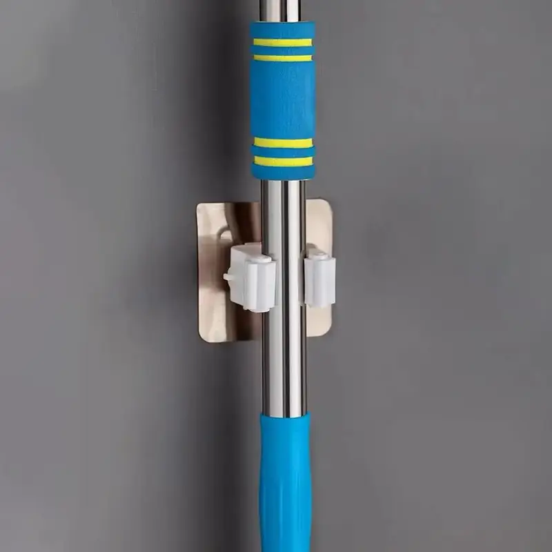 Punch-free Mop Hook, 1 Count Self Adhesive Broom Holder Hook, Multifunctional Storage Hook for Home Bathroom, Home Organizers...