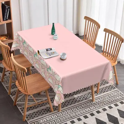 Aperturee Magical Pink Cute Unicorn Themed Cartoon Tablecloth, 52x70 Inch, 30.82 USD, rectangle tablecloths, ZJY04694-A
