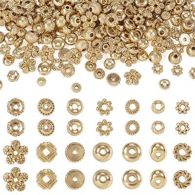 210Pcs 14 Styles Rack Plating Alloy Spacer Beads