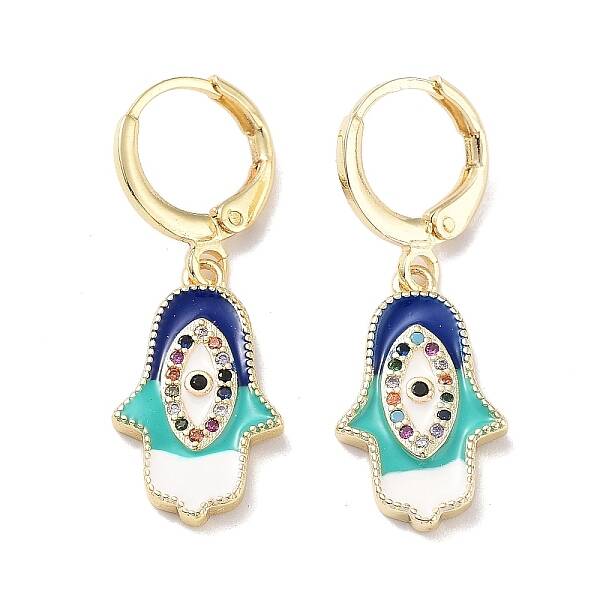Real 18K Gold Plated Brass Dangle Leverback Earrings