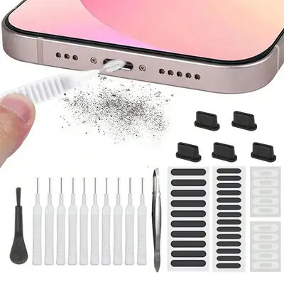 Phone Dust Removal Cleaner Tool Kit, Phone Speaker Dust Removal Tool Kit, Comprehensive Earphones Charge Port Dustproof Clea...