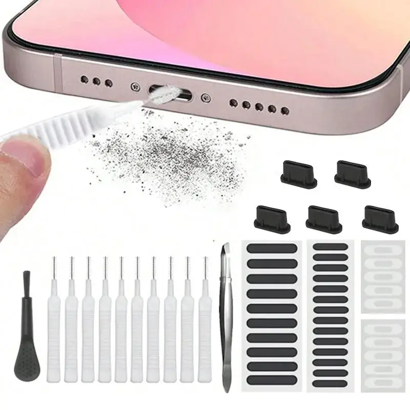 Phone Dust Removal Cleaner Tool Kit, Phone Speaker Dust Removal Tool Kit, Comprehensive Earphones Charge Port Dustproof Clea...