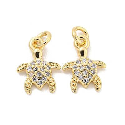 Brass Micro Pave Clear Cubic Zirconia Charms