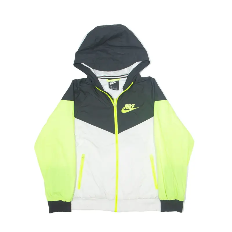 NIKE Mesh Lined Windbreaker Jacket Black Colourblock Boys M