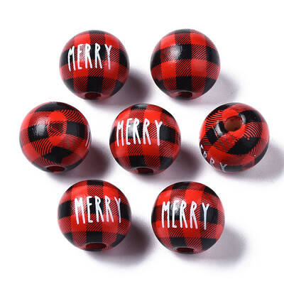 Painted Natural Wood European Beads