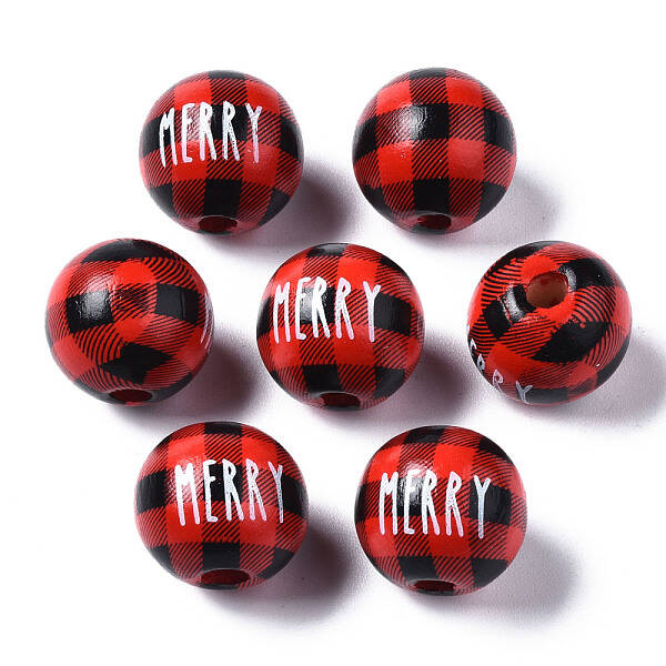 Painted Natural Wood European Beads