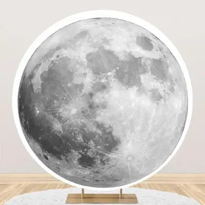 Bright Moon Surface Craters Circle Birthday Backdrop - Aperturee