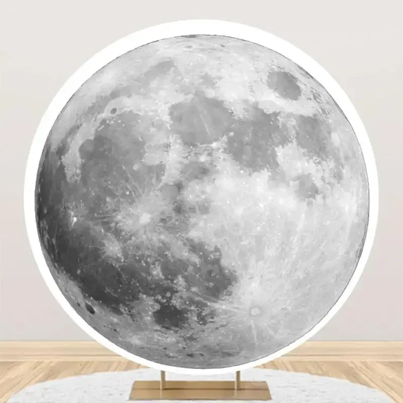 Bright Moon Surface Craters Circle Birthday Backdrop - Aperturee