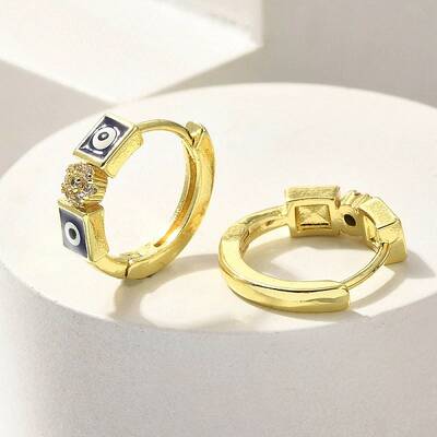 Brass Clear Cubic Zirconia Hoop Earrings