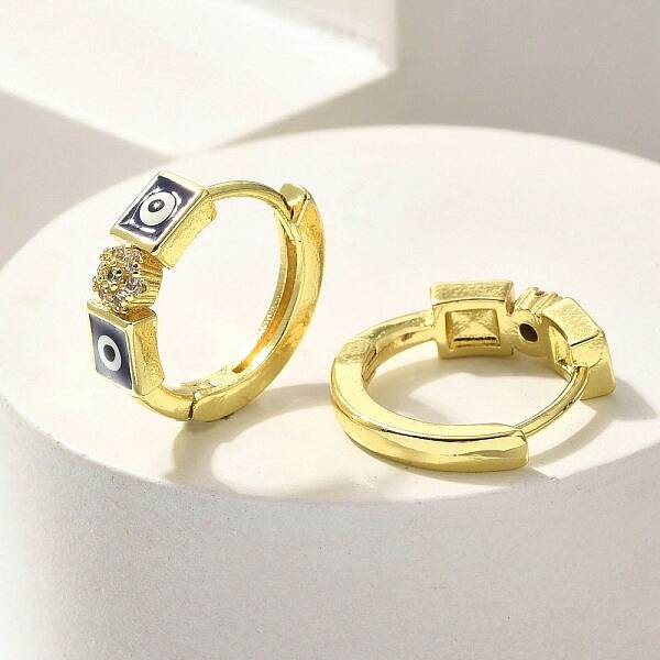 Brass Clear Cubic Zirconia Hoop Earrings