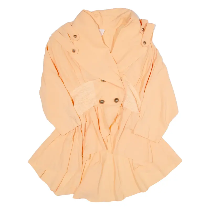 Womens Smock Blouse Orange Collared Long Sleeve XXS