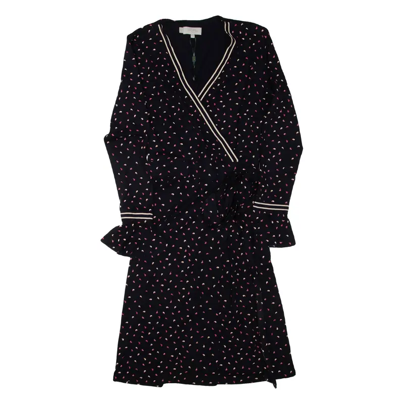 HOBBS LONDON Womens Wrap Dress Blue Viscose Spotted Knee Length UK 12