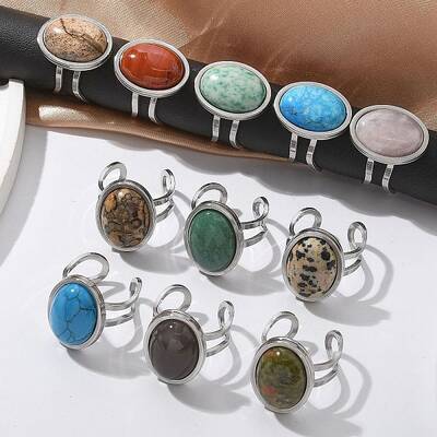 Oval Natural & Synthetic Gemstone Finger Rings