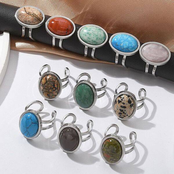 Oval Natural & Synthetic Gemstone Finger Rings