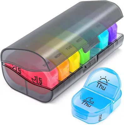 Pill Box 2 Times a Day, Weekly Pill Organizer AM PM with 7 Daily Pocket Case to Hold Vitamin, Medicine, Medication, and Suppl...