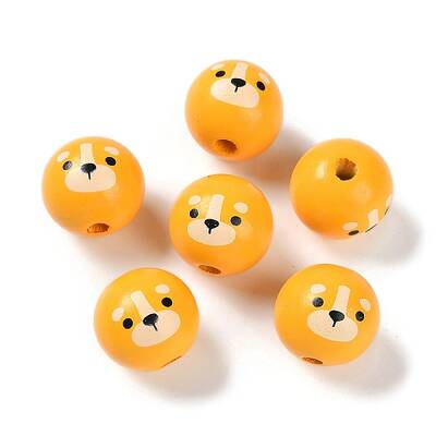 Animal Themes Printed Wood European Beads