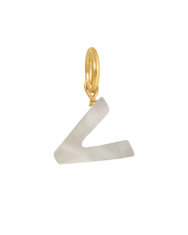 MOP Letter Charm | Metal Color: Gold | Letter: V