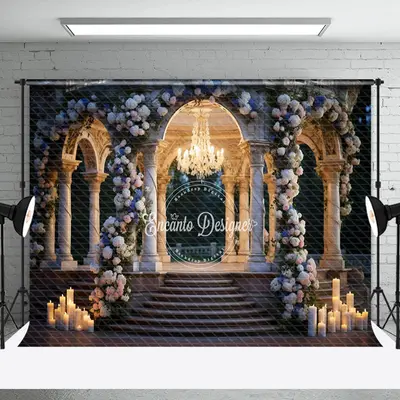 Candle Floral Pavilion Birthday Cake Smash Backdrop - Aperturee
