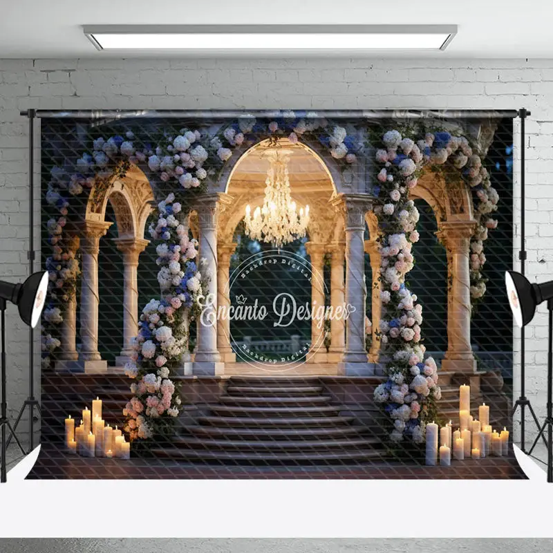 Candle Floral Pavilion Birthday Cake Smash Backdrop - Aperturee