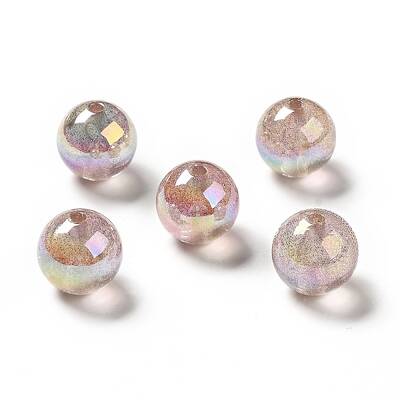 UV Plating Transparent Rainbow Iridescent Acrylic Beads