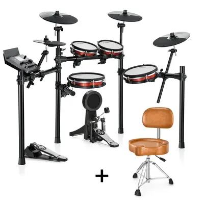 Donner DED-300X Electronic Drum Kit - Drum Set+Brown Throne with Backrest