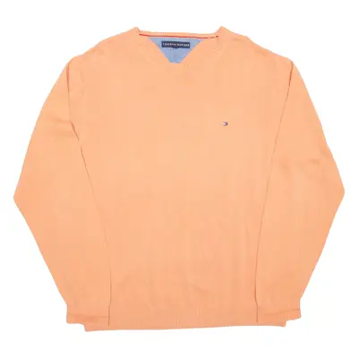 TOMMY HILFIGER Mens Jumper Orange Tight Knit XL