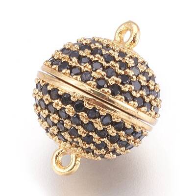 Brass Micro Pave Cubic Zirconia Magnetic Clasps with Loops