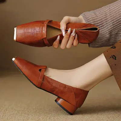 CHIKO Anouk Square Toe Block Heels T-Strap Shoes