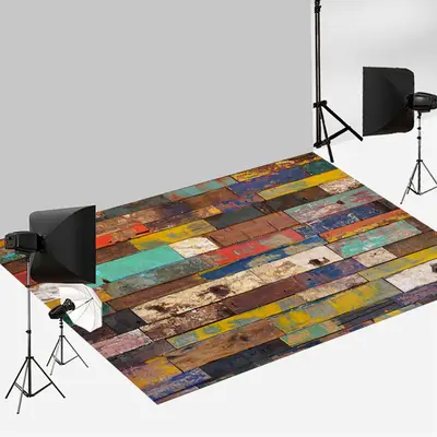 Aperturee Colorful Pigment Retro Brown Wood Floor Backdrop | Photo Floor Drops | Floor Background For Photography | Fabric Fl...