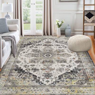 Garvee Vintage Rug for Bedroom Vintage Floral Printed Washable Rug Non-Slip Laundry Room Rug Non-Slip Kitchen Runner Rug Hall...