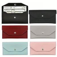 Faux Leather Long Wallet Organizer Bag, 1 Count Reusable Cash Envelope with Card Slots, Fashionable Solid Color Money Pouch f...