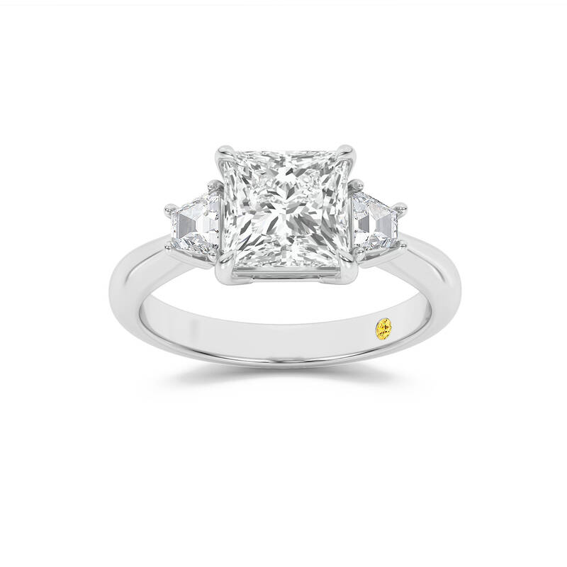 Nova Three Stone Princess Cut Lab Grown Diamond Engagement Ring | 18K White Gold 2 3/4 CT. TW.
