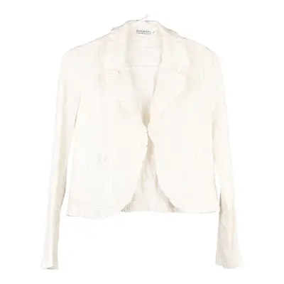 Etensive Embroidered Jacket - Large Cream Viscose Blend