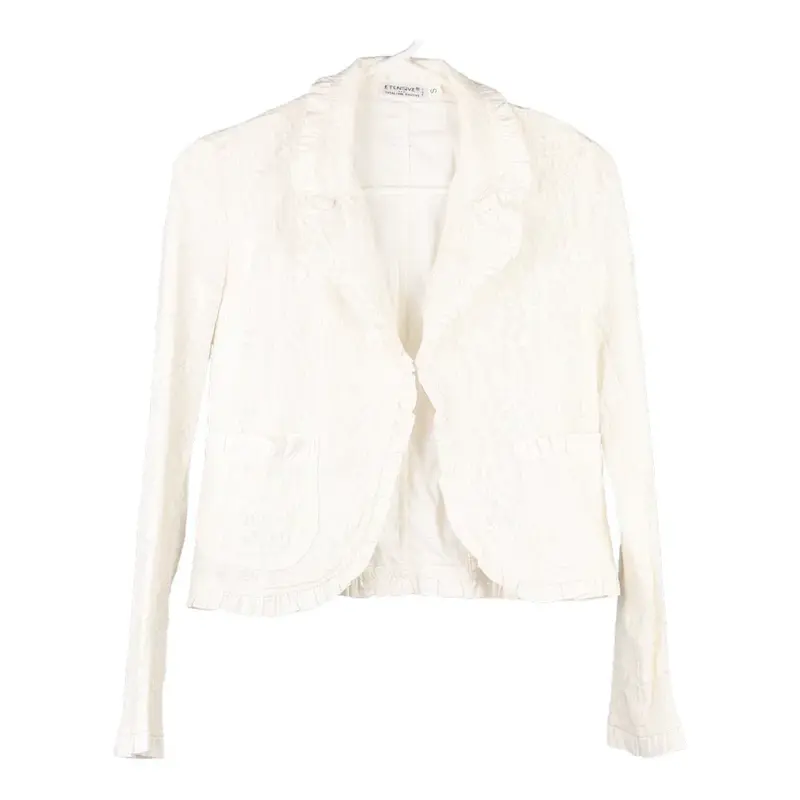 Etensive Embroidered Jacket - Large Cream Viscose Blend